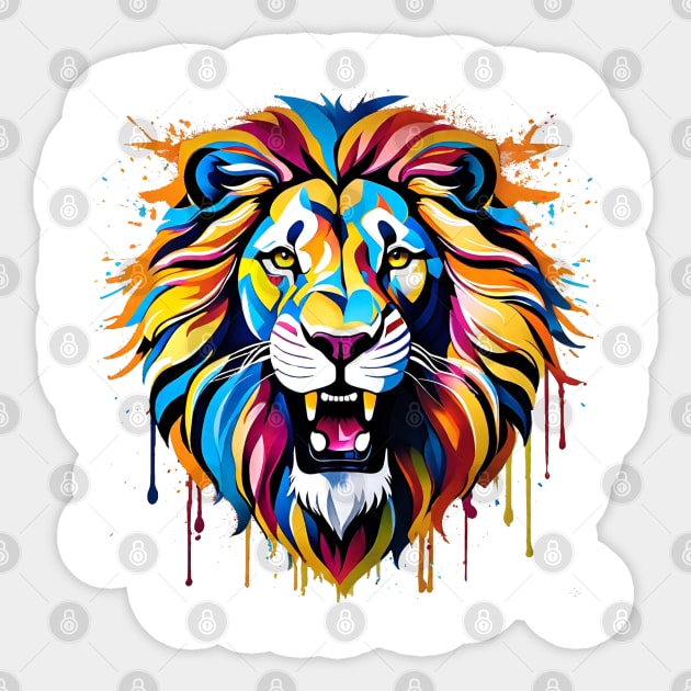 Lion Head Dripping Rainbow Graffiti Sticker by VictoriaLehnard